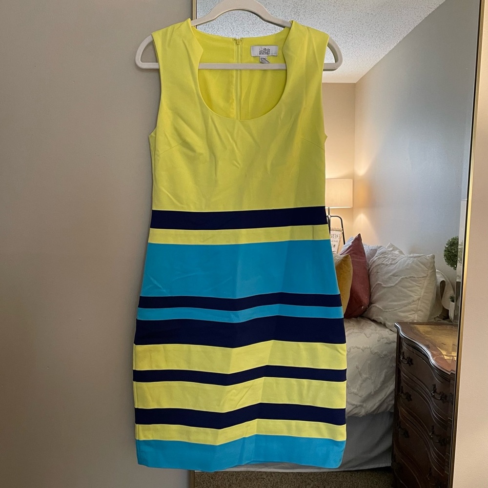 Belle Badgley Mischka Sleeveless Striped Dress